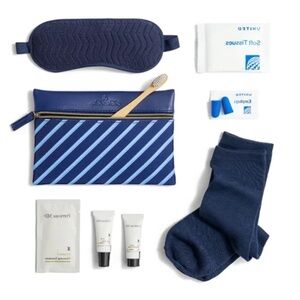 NWT Brooks Brothers Amenity Pouch Grooming Kit Blue/White Striped